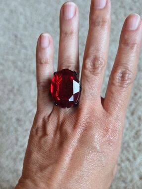 Statement Red Crystal Cocktail Ring - Women Jewelry